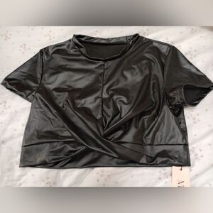 Pleather Twist Front Top